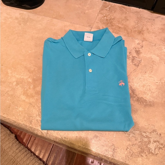 Brooks Brothers 346 Teal Mens L Slim Fit Crest Logo Preppy Polo Shirt - Picture 1 of 4